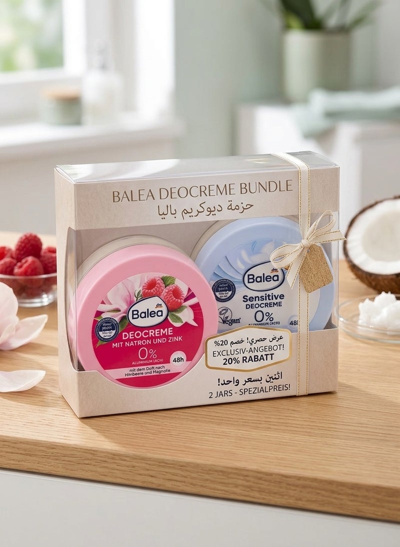 Balea Deodorant Cream with Baking Soda - Raspberry & Mangnolia Scent and zinc Non -alcoholic 50ml & Balea Sensitive Deodorant Cream, 48h Protection, Vegan, Aluminum-Free, Alcohol-Free Bundle - Image 1