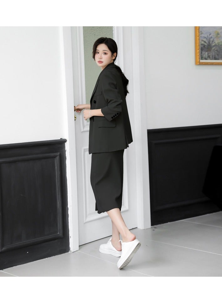 Shougu Casual Women's Suit Jacket Half Skirt Two-piece Set  - Image 3