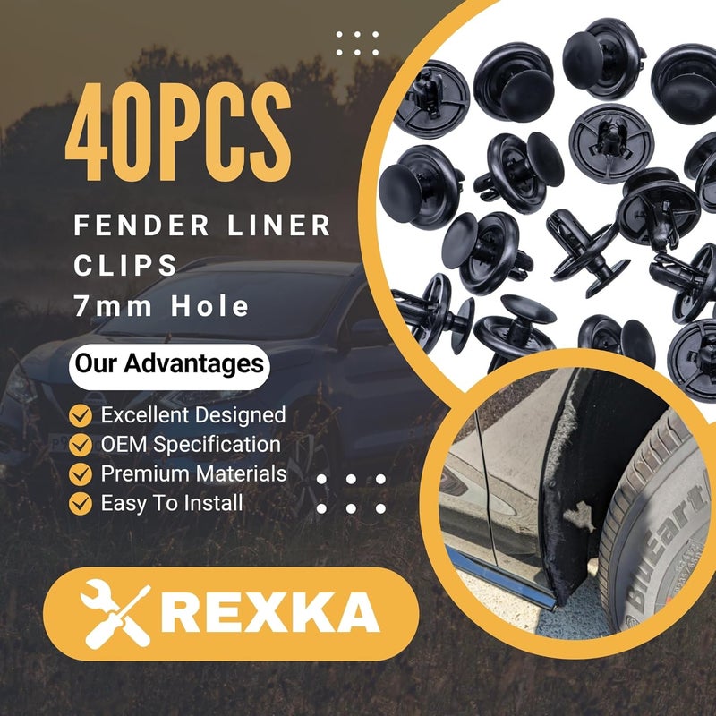 Rexka 40pcs Engine Splash Shield Fender Liner Trunk Lid Trim Under Cover Push-in Style Retainer Clip 90467-07201 for Toyota Lexus 4Runner Avalon Camry Corolla Highlander Matrix RAV4 Sequoia Tundra - Image 2