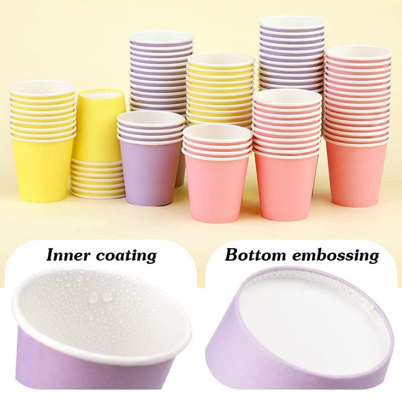 Huaiid Huaiid 3 oz 100 Packs Small Paper Cups Mouthwash Cups Bathroom Cups Disposable Espresso Cups 3 oz Paper Cups for Snack Bathroom Espresso Perfect for Home Condos Rvs Campers (Colorful) - Image 3