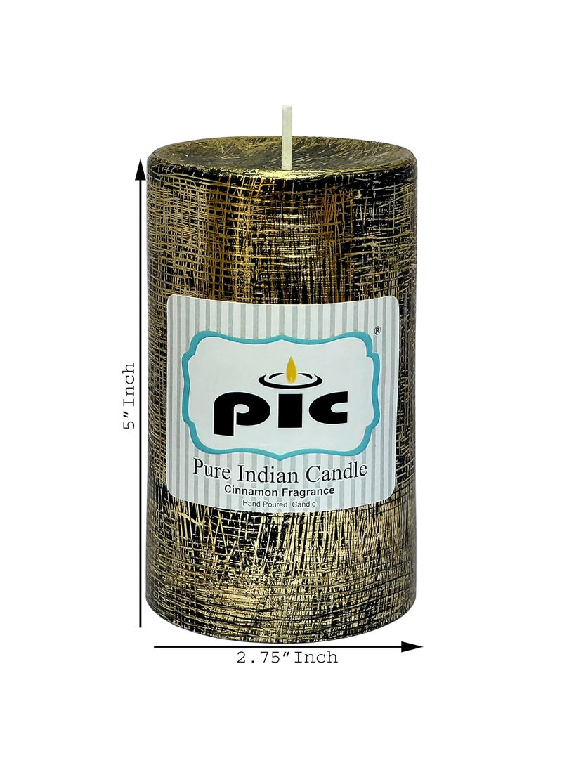 PIC PIC Pure Indian Candle Handmade Cinnamon Scented Decorative Wax Pillar Candle (Pack of 1 Pcs.) PICPC52339  - Image 2