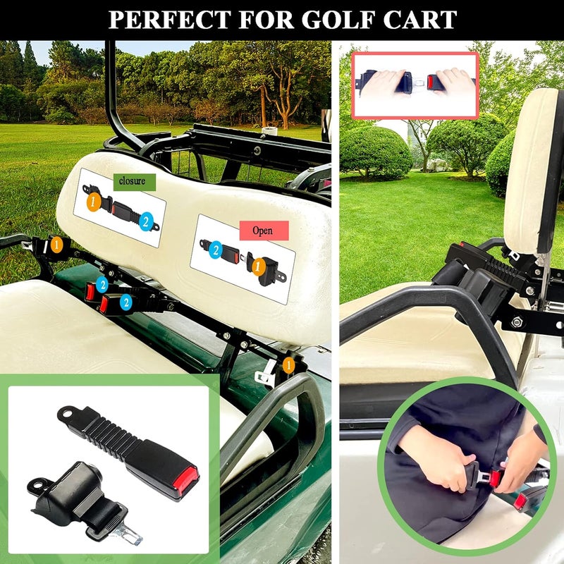 AIWEILUCK Golf Cart Retractable 42" Seat Belts with Belt Bracket Kit for Yamaha Club Car DS Precedent EZGO TXT RXV - Image 3