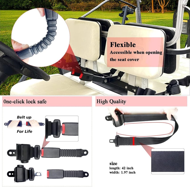 AIWEILUCK Golf Cart Retractable 42" Seat Belts with Belt Bracket Kit for Yamaha Club Car DS Precedent EZGO TXT RXV - Image 5