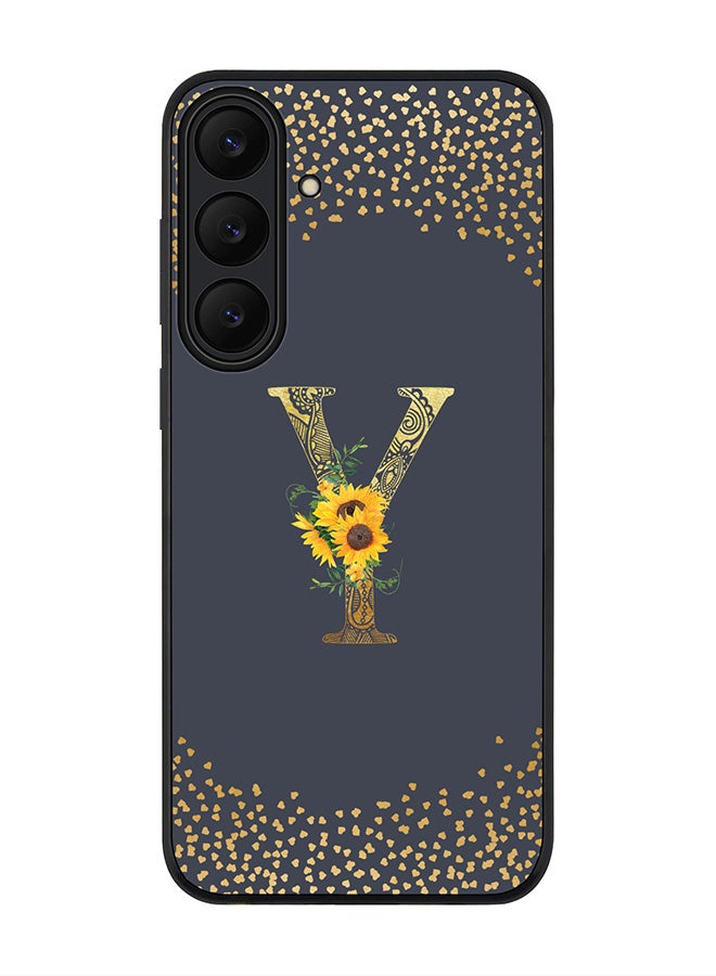 Stylizedd For Samsung Galaxy S25 FE Case,Slim fit Camera Protection, Shockproof Thin Phone cover  - Custom Floral Monogram - Y  (Grey )