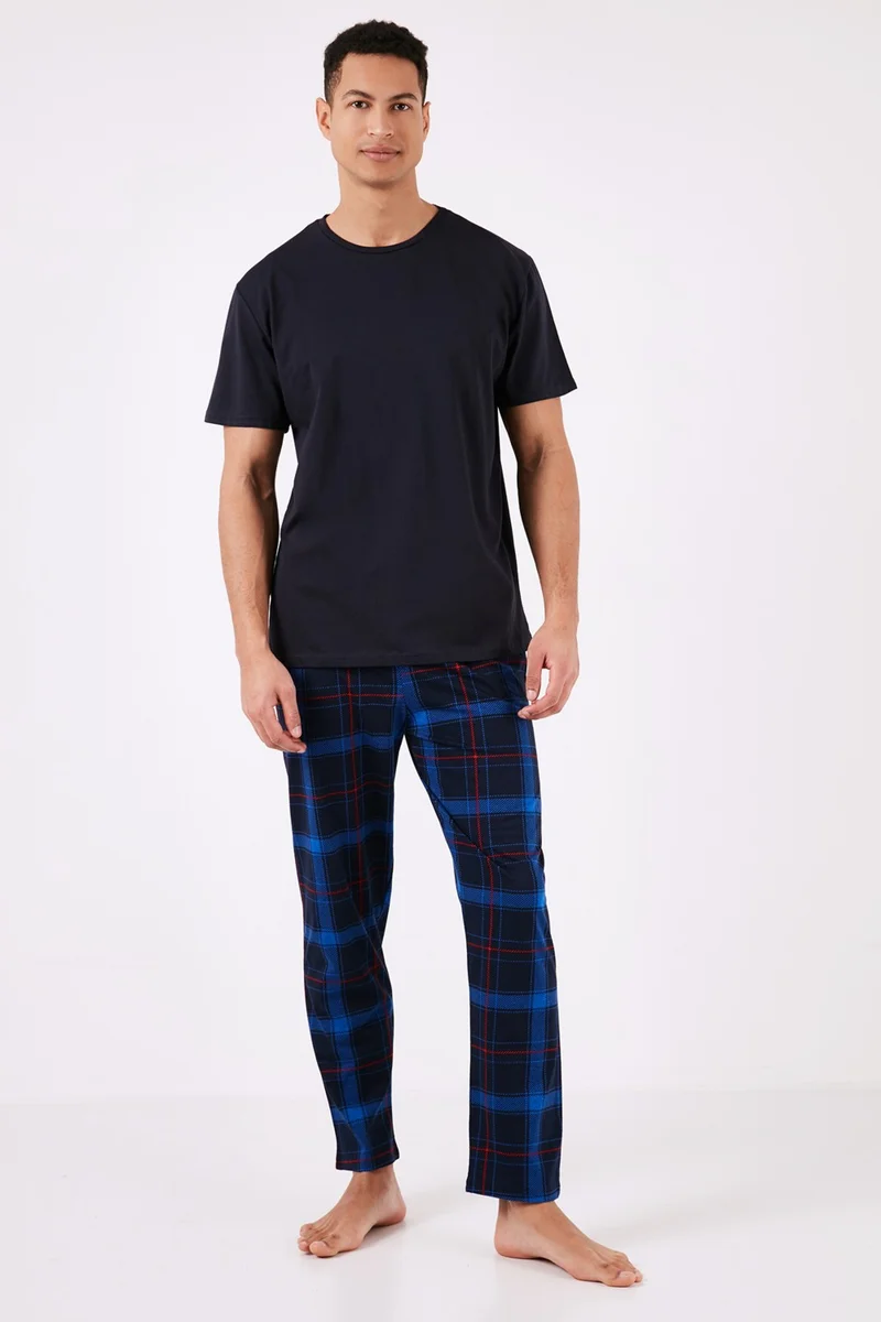 Buratti Plaid Cotton Regular Fit Short Sleeve Pajama Set Men's Pajama Set 6572006