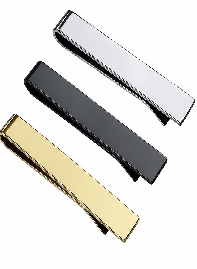 Roctee 3 Pack Skinny Tie Bar Clip Set 1.7 Inch, Small Tie Clips For Men, Tie Necktie Clasp Pinch Clip On Tie, Suitable for Business Metting Wedding Anniversary Best Gift - Image 1