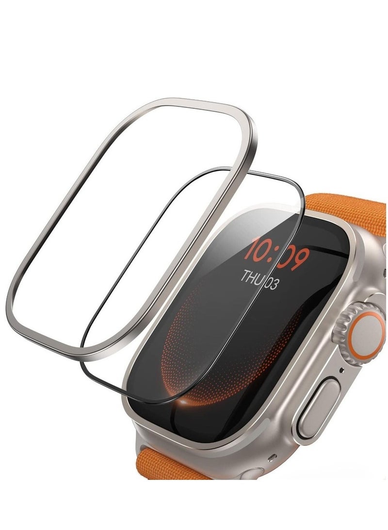 Screen Protector For Apple Watch Ultra 49mm - [Enjoy Original Beauty] Aviation Bumper Frame Case Cover +2Pack Tempered Glass Film [Sensitive Touch] For  - Image 1