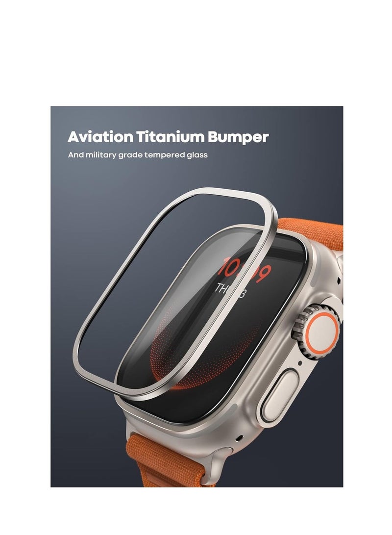 Screen Protector For Apple Watch Ultra 49mm - [Enjoy Original Beauty] Aviation Bumper Frame Case Cover +2Pack Tempered Glass Film [Sensitive Touch] For  - Image 5