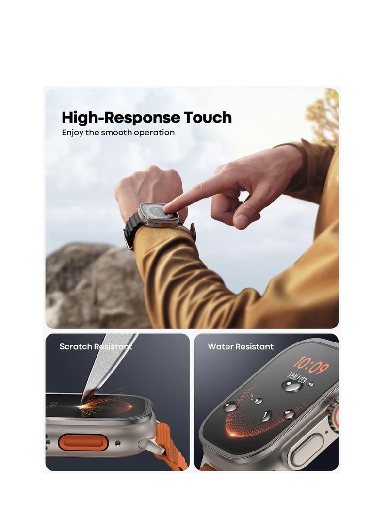 Screen Protector For Apple Watch Ultra 49mm - [Enjoy Original Beauty] Aviation Bumper Frame Case Cover +2Pack Tempered Glass Film [Sensitive Touch] For  - Image 3
