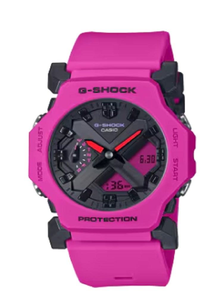 كاسيو G-SHOCK GA-2300-4ADR: ساعة تناظرية ورقمية مدمجة باللون الوردي النابض بالحياة