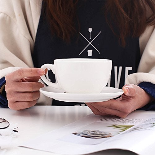 Coffeezone Double Espresso Coffee Cup and Saucer, Small Cappuccino and Speciality Coffee, New Bone China for Coffee Shop and Barista (Matte White, 5 oz) - Image 2