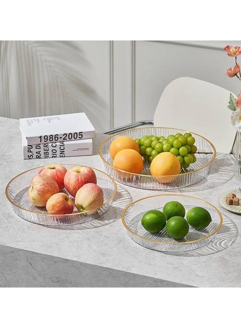 Durable Clear  Serving Trays With Gold Rim 3 Multiple Sizes for Fruit. - Image 2