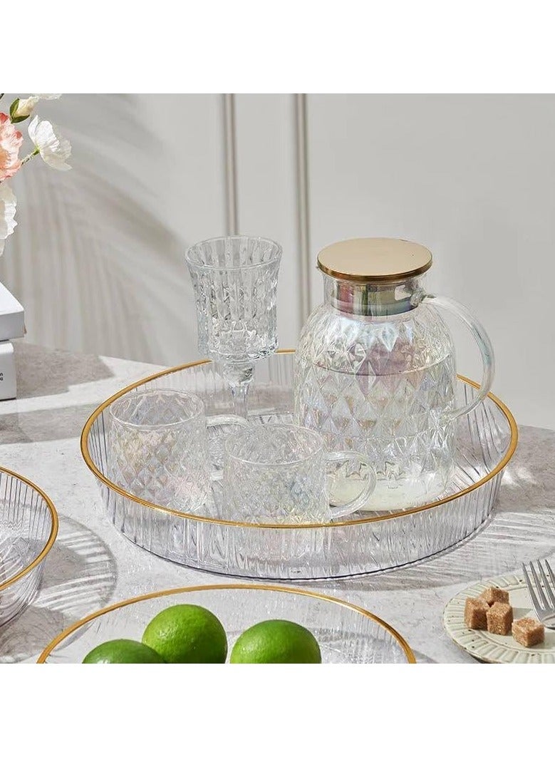 Durable Clear  Serving Trays With Gold Rim 3 Multiple Sizes for Fruit. - Image 3