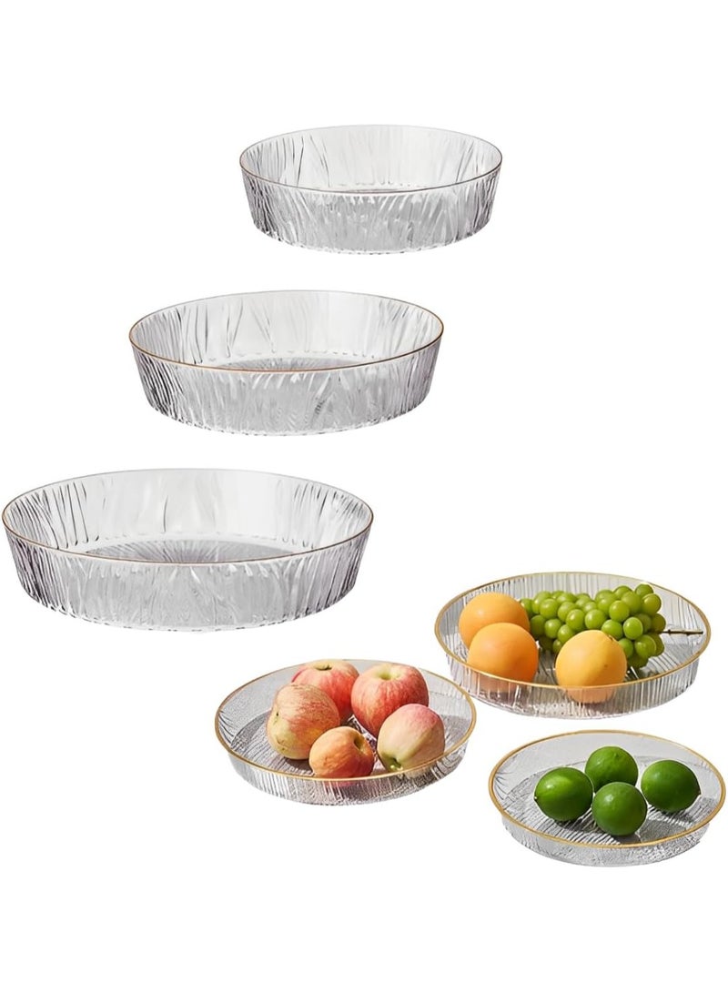 Durable Clear  Serving Trays With Gold Rim 3 Multiple Sizes for Fruit. - Image 1
