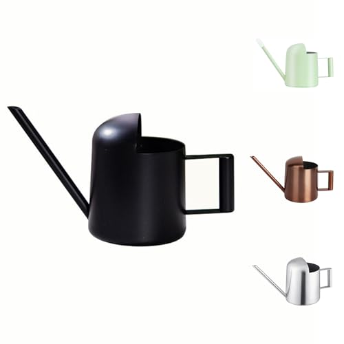 YISSSN Mini Watering Can, 10oz/300ml Stainless Steel Long Spout Small Watering Can for Indoor Plants Succulents, Herbs (Black) - Image 1
