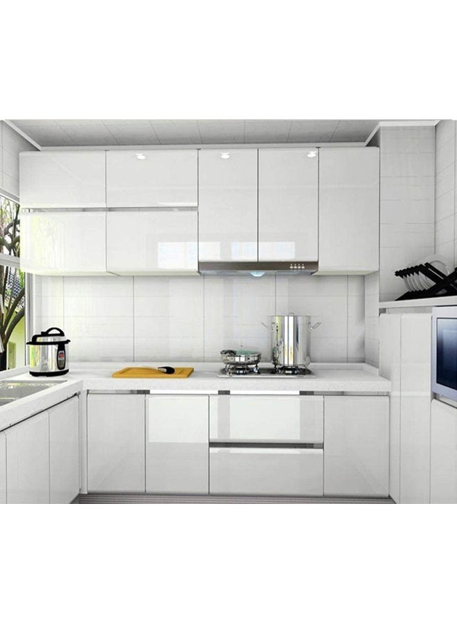 BPA® Glossy Contact Paper, 500 x 60cm Self Adhesive Wallpaper Decorative Removable Wallpaper with PVC Waterproof Oil-proof for Kitchen Countertop Cabinet Bathroom Furniture-Pearl White - Image 4