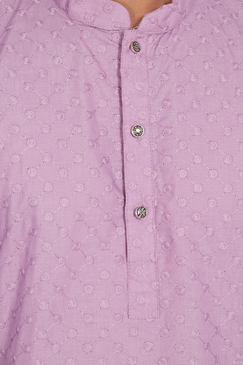 DIVISIVE Men's Thread Embroidered Cotton Only Slim Fit Kurta (DKRT636_4XL_Lavender) - Image 5