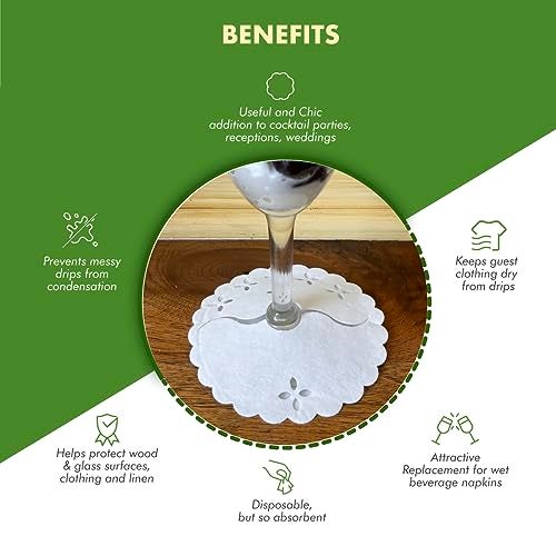Regency Wraps Fabric Stem Wraps, Covers for Stemmed Glass Bases, Pack of 12 Elegant Yet Absorbent and Disposable Table Decor, Fit up to 3.25" Base, White - Image 2