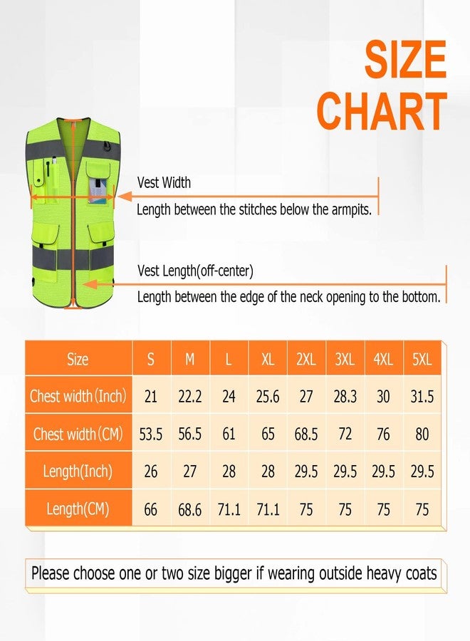 TCCFCCT Mesh Safety Vest for Men Women 9 Pockets High Visibility Vest for Safety, Reflective Vest for Construction Work, Hi Vis Vest with Reflective Strips, Meet ANSI/ISEA Standards, (Yellow, Large) - Image 5