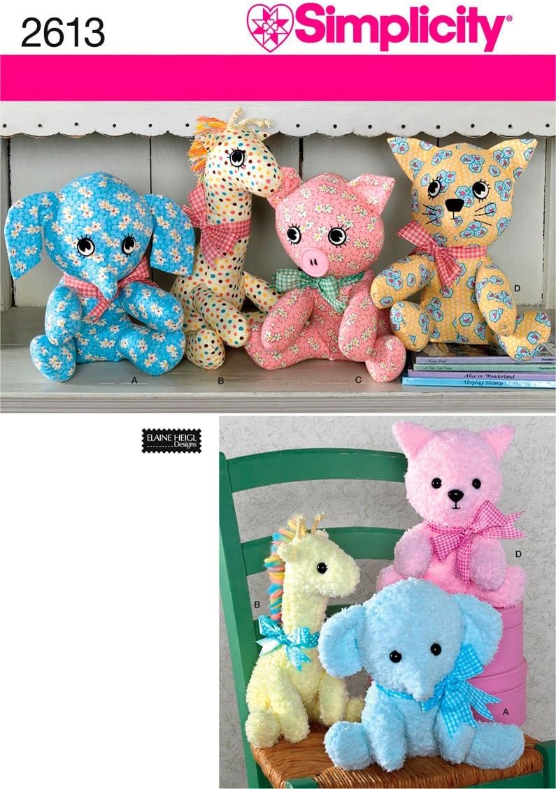 Simplicity 2613 Cute Stuffed Animal Sewing Pattern for Children and Toddlers - Image 1