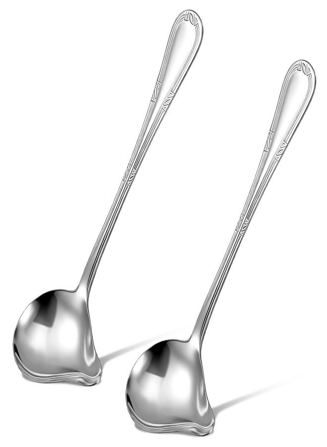 Psiriol 2Pcs Gravy Spoon Ladle Small Ladle with Pouring Spout, 7.9 Inch Stainless Steel Saucier Sauce Soup Spoon for Spooning Gravies Sauces Dressings - Image 1