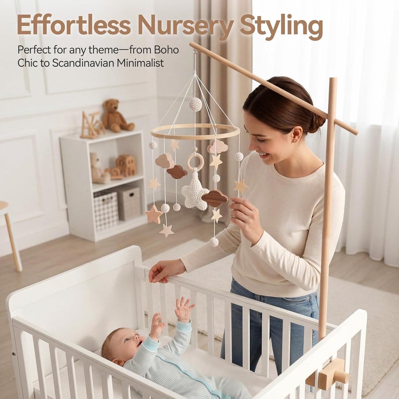 let's make Baby Crib Mobile Arm - 32 Inch Wooden Mobile Arm Adjustable Mobile Holder for Crib Mobile Hanger Baby Crib Attachment Nursery Decor - Image 2