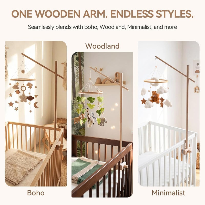 let's make Baby Crib Mobile Arm - 32 Inch Wooden Mobile Arm Adjustable Mobile Holder for Crib Mobile Hanger Baby Crib Attachment Nursery Decor - Image 5
