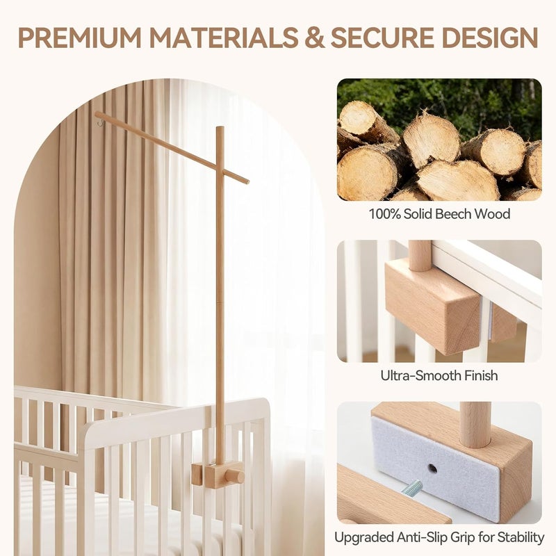 let's make Baby Crib Mobile Arm - 32 Inch Wooden Mobile Arm Adjustable Mobile Holder for Crib Mobile Hanger Baby Crib Attachment Nursery Decor - Image 4
