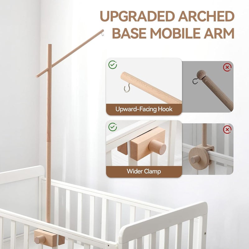 let's make Baby Crib Mobile Arm - 32 Inch Wooden Mobile Arm Adjustable Mobile Holder for Crib Mobile Hanger Baby Crib Attachment Nursery Decor - Image 3