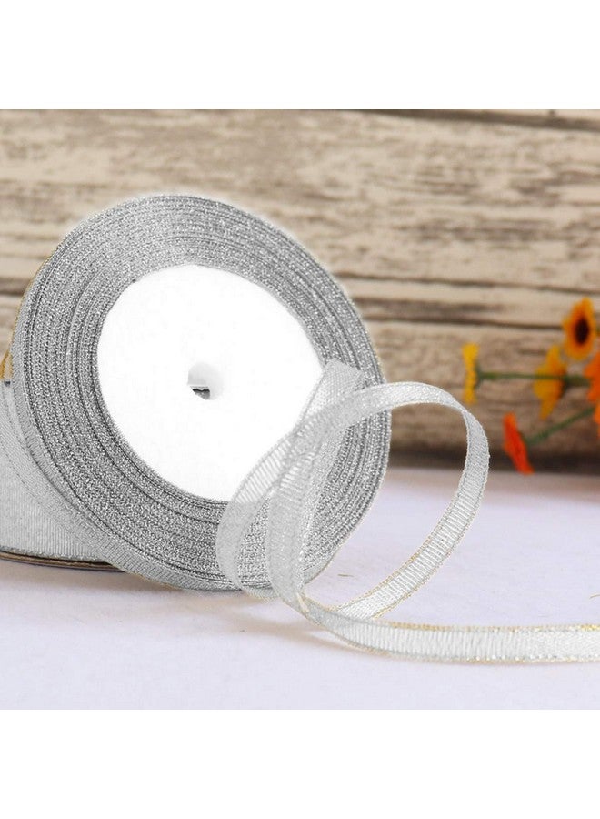Oubaka 4 Roll Glitter Metallic Ribbon Gold Silver Glitter Ribbon For Gift Crafters Wedding Party Birthday Wrap Hair Bows Floral Projects Wrapping Decorations Diy Crafts Arts(1/4Inx22M) - Image 5