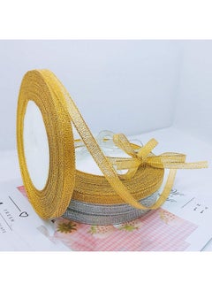 Oubaka 4 Roll Glitter Metallic Ribbon Gold Silver Glitter Ribbon For Gift Crafters Wedding Party Birthday Wrap Hair Bows Floral Projects Wrapping Decorations Diy Crafts Arts(1/4Inx22M)  - Image 2