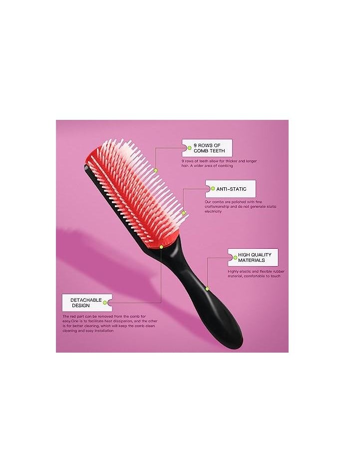 ORiTi Cushion Nylon Bristle Shampoo Brush, Rattail Comb Wide Tooth Comb Detangler Hair Comb  - Image 2