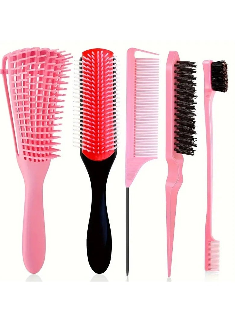 ORiTi Cushion Nylon Bristle Shampoo Brush, Rattail Comb Wide Tooth Comb Detangler Hair Comb  - Image 1