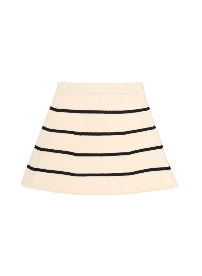 Zara kids' Simple Casual Knit Striped A-line Skirt - Comfortable Stretchy Half Skirt - Image 2