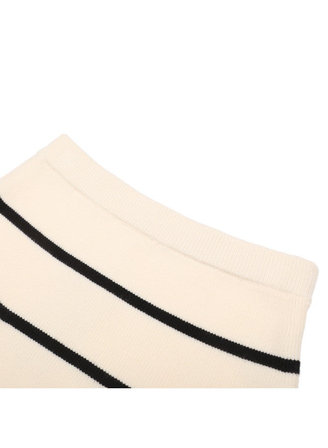 Zara kids' Simple Casual Knit Striped A-line Skirt - Comfortable Stretchy Half Skirt - Image 4