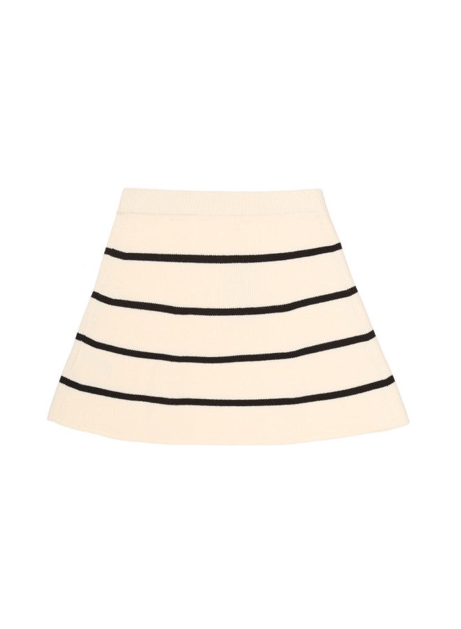 Zara kids' Simple Casual Knit Striped A-line Skirt - Comfortable Stretchy Half Skirt - Image 3