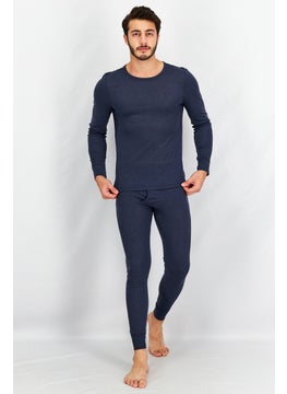 Men 2 Pcs Long Sleeve T-Shirt And Pants Set, Navy