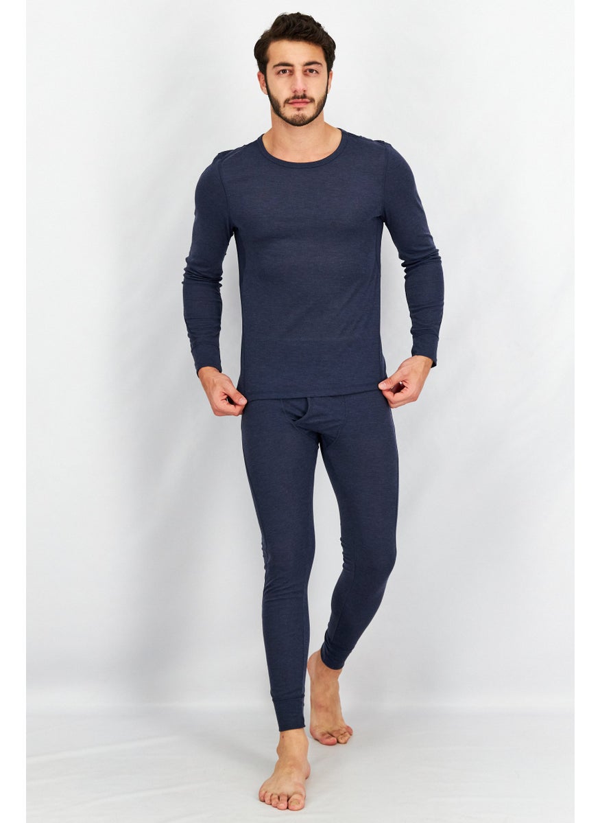 Tchibo - Men 2 Pcs Long Sleeve T-Shirt And Pants Set, Navy - Image 1