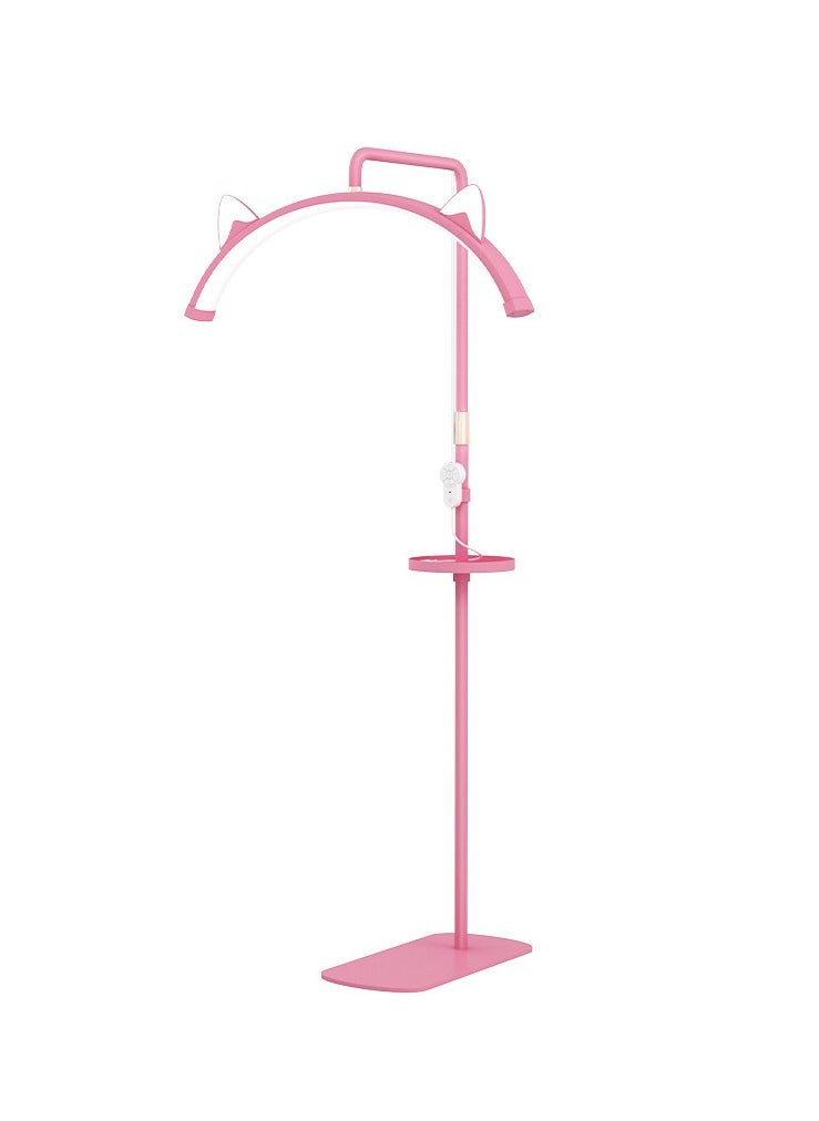 Arabest - Lash Light Esthetician Light for Eyelash Extensions, LED Floor Lash Lamp Light for Lash Extensions, Tattoo Light, Half Moon Ring Light Lamp for Tatto Artists, Nail Tech, Esthetician Pink - Image 1