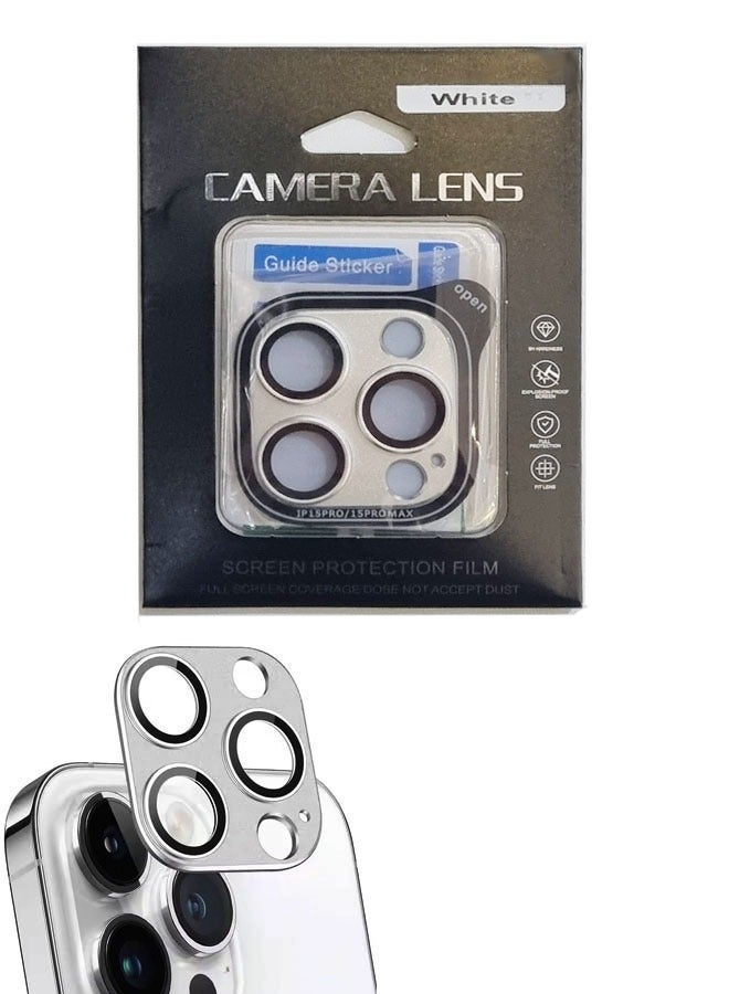 High-Quality IPhone 15 Pro Max /15 Pro Camera Protector - Titanium White  - Image 1