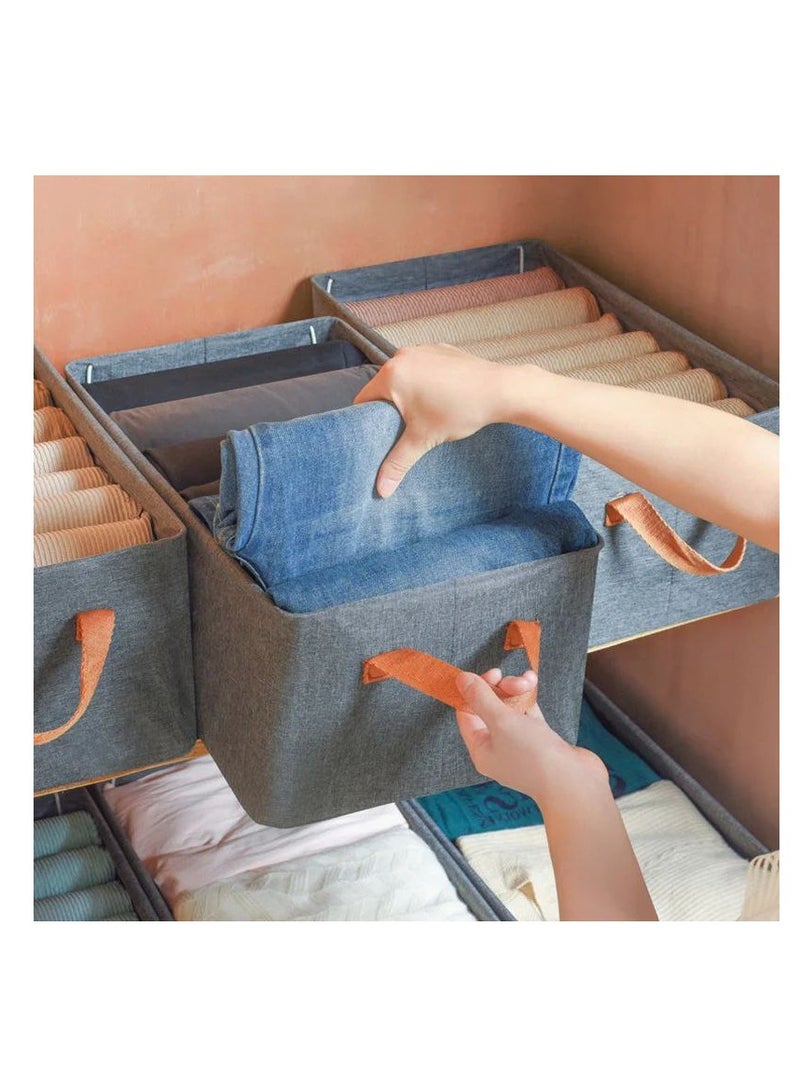 سلة تخزين قابلة للطي بإطار معدني من الكتان - Image 2