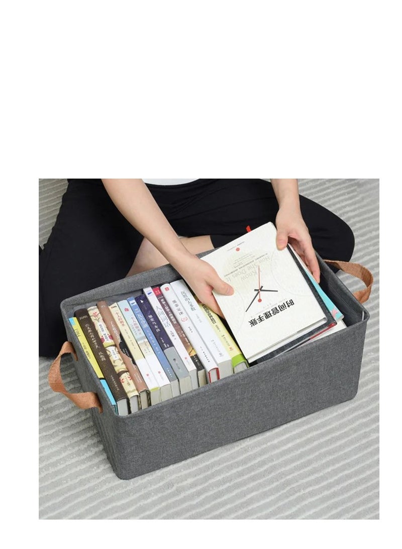 سلة تخزين قابلة للطي بإطار معدني من الكتان - Image 3