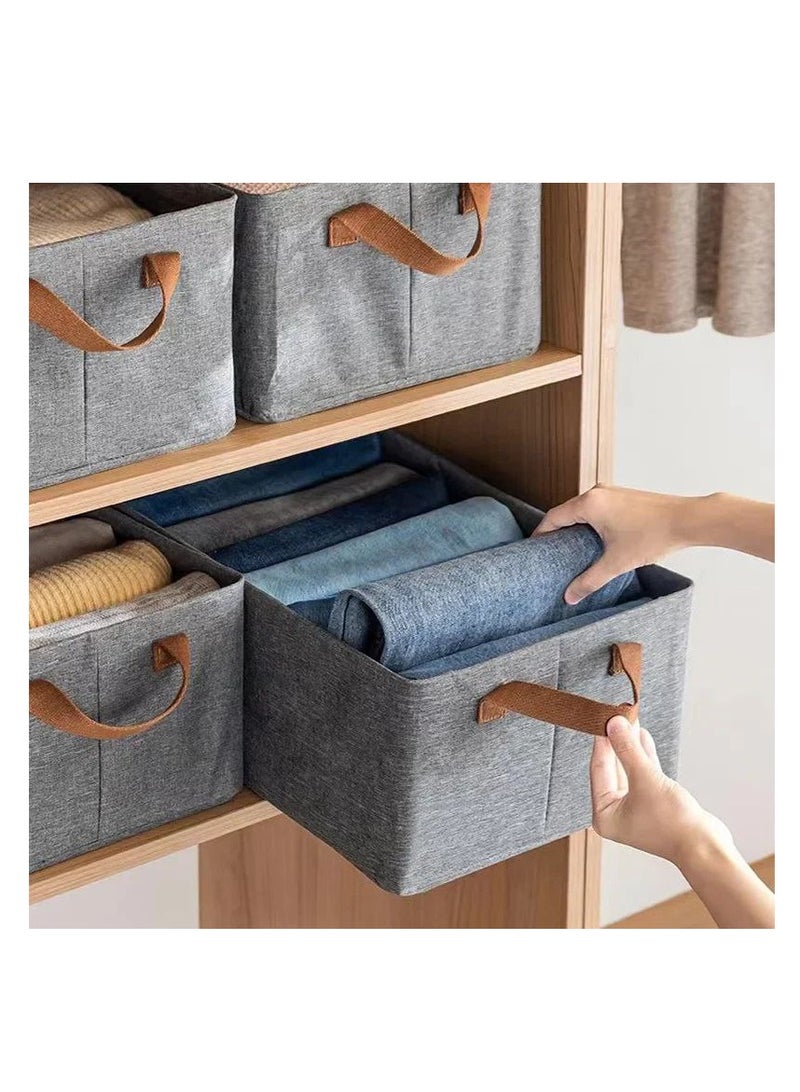 سلة تخزين قابلة للطي بإطار معدني من الكتان - Image 4