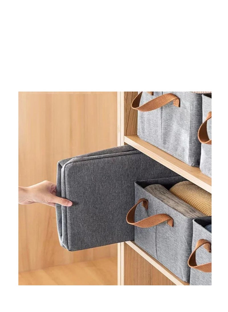 سلة تخزين قابلة للطي بإطار معدني من الكتان - Image 5