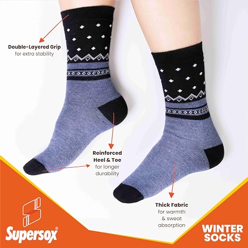 Supersox Women Winter Thermal Regular Length Socks Made with Thermal Control Technology & Extra Cushioning For a Warmth & Cozy Feel, Ideal For Winter Wear (Pack Of 3), Multicolour - Image 5