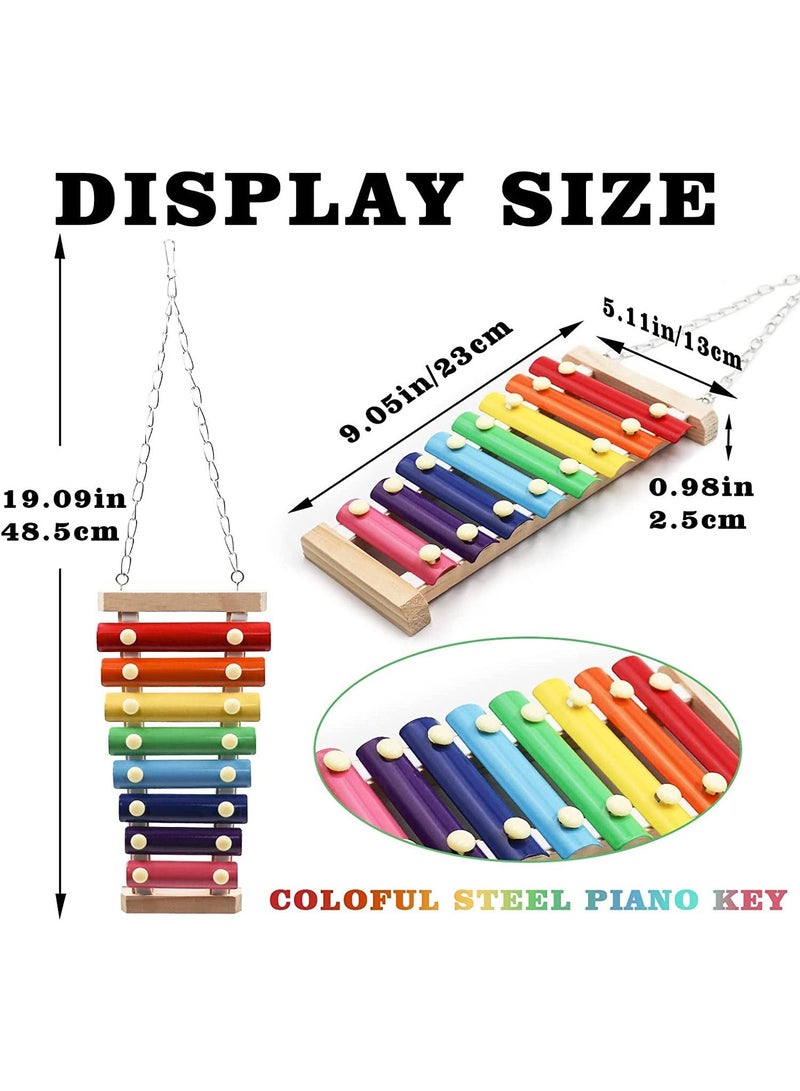 SYOSI Colorful Bird Xylophone Toy, Funny Xylophone Toy with 8 Metal Keys, Bird Cage Toy Accessories for Chicken Bird Parrot Parrot Parakeet Budgies Love Birds - Image 3