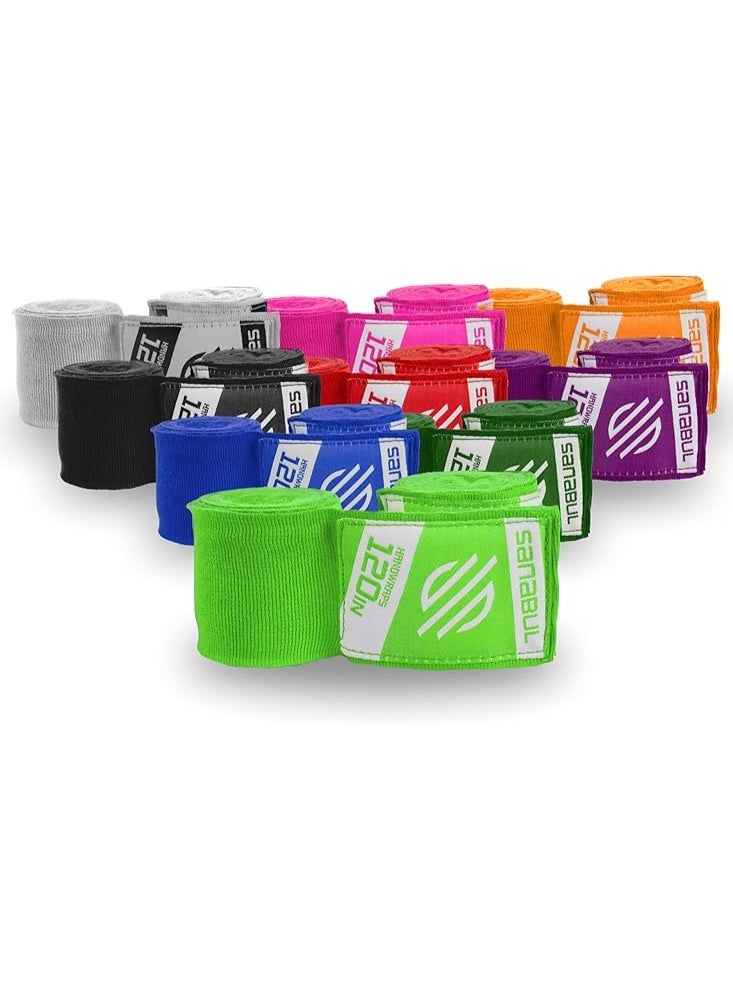 Sanabul  Elastic 120 Inch Boxing Hand Wraps – Green, Kickboxing, Muay Thai, MMA, Men, Women & Kids - Image 1