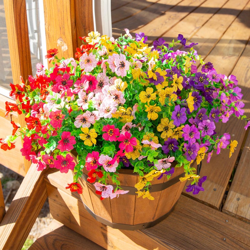HyeFlora Artificial Flowers for Outdoor Indoor Garden Home Decoration, Faux Flower Daisy with Eucalyptus Leaves Fake Plants Greenery Boxwood Porch Patio, 12 Bundles (6 Multicolor) - Image 2