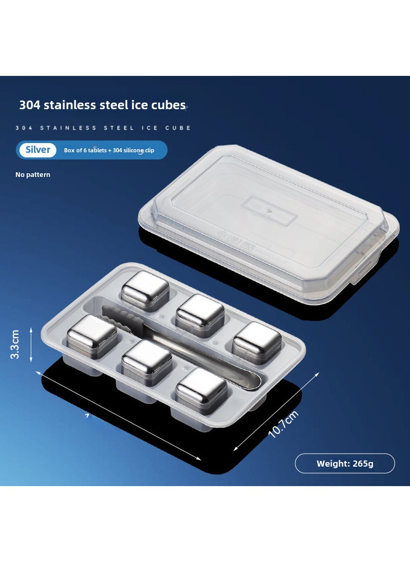Generic Stainless Steel Whiskey Ice Stones Set 6-Pack + clip/no drawing 