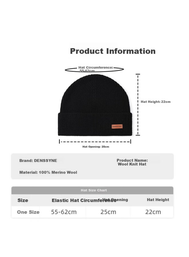Denssyne Desina Pure Wool Men's Winter Knit Hat Outdoor Ski Windproof Warm Beanie Ear Protection Cold Weather Cap - Image 4